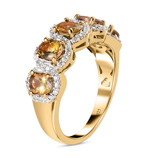 Natürlicher, goldener Tansanit und weißer Zirkon-Ring - 2,12 ct. image number 5