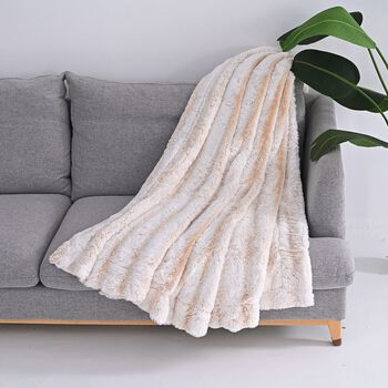 Doppellagige 350gsm Kunstfelldecke mit 220gsm Sherpa, Wei&szlig;