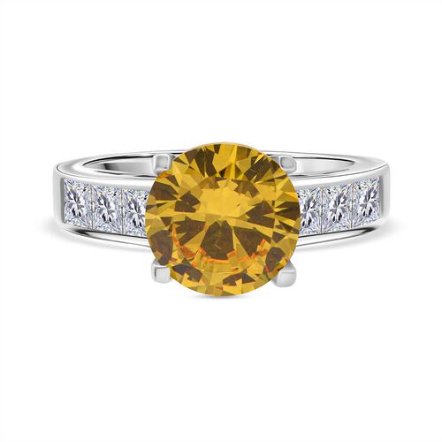 Lustro Stella Gelber Zirkonia, Weißer Zirkonia Ring 925 Silber rhodiniert (Größe 20.00) image number 0