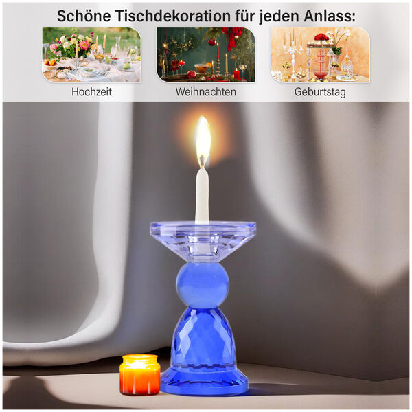 Kerzenhalter aus Glas, Hell- und Dunkelblau image number 7