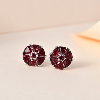 AAA Orissa Rose Granat Ohrringe, 925 Silber platiniert ca. 1.94 ct