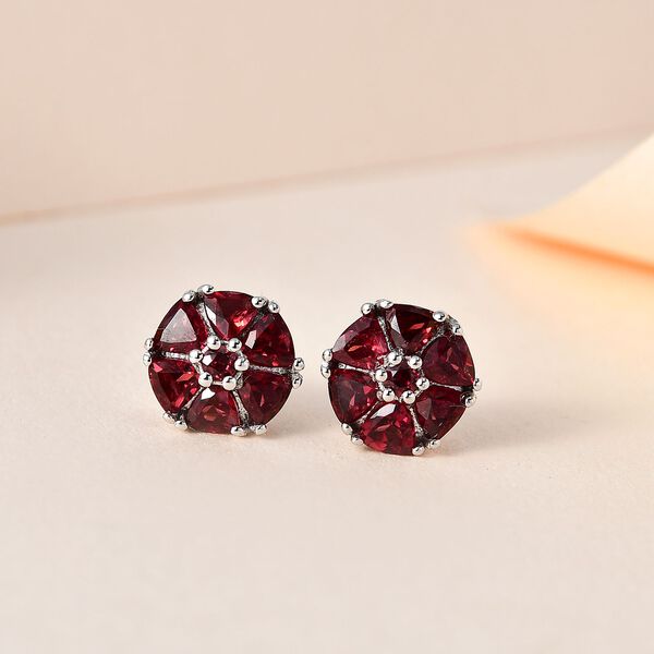 AAA Orissa Rose Granat Ohrringe, 925 Silber platiniert ca. 1.94 ct image number 2