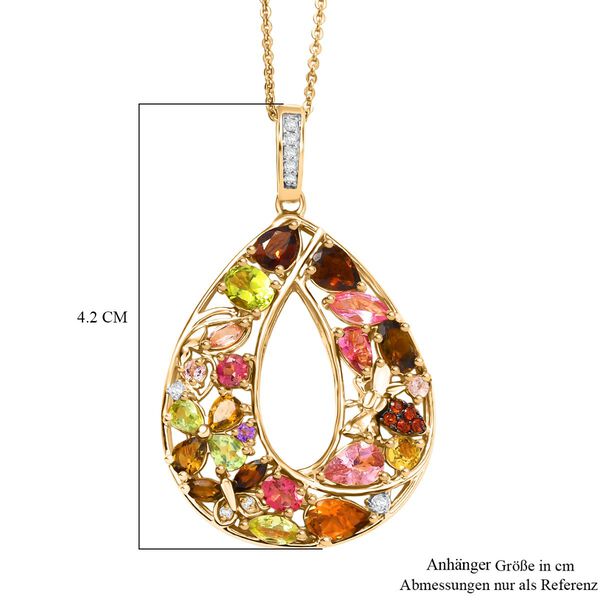 AA Mehrfarbig-Turmalin Schmuckset ca. 50 cm 925 Silber 750 Gelbgold Vermeil ca. 4,00 ct. image number 8