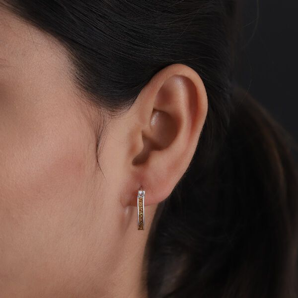 Orange emailliert Creolen 925 Silber image number 3