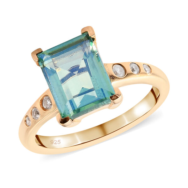 Pfau Triplett Quarz und Zirkon Ring 925 Silber vergoldet  ca. 2,80 ct image number 4