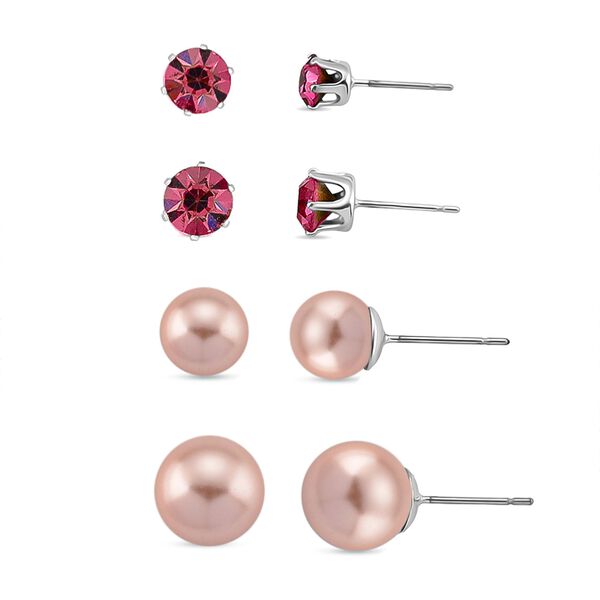 Rosa Muschelkernperle (8-12 mm), Rosa Kristall Schmuckset 316L Edelstahl, Nickelfreies Messing image number 8