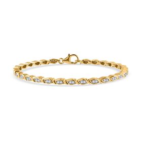 Weißer Diamant P3 Armband, ca. 18 cm, 925 Silber Gelbgold Vermeil, ca. 0.50 ct