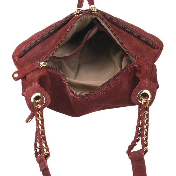 Crossbody Tasche aus 100% echtem Leder, Gr&ouml;&szlig;e 33x3,8x25,4 cm, Weinrot image number 7