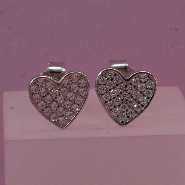 LUSTRO STELLA wei&szlig;e Zirkonia Herz Ohrringe image number 1