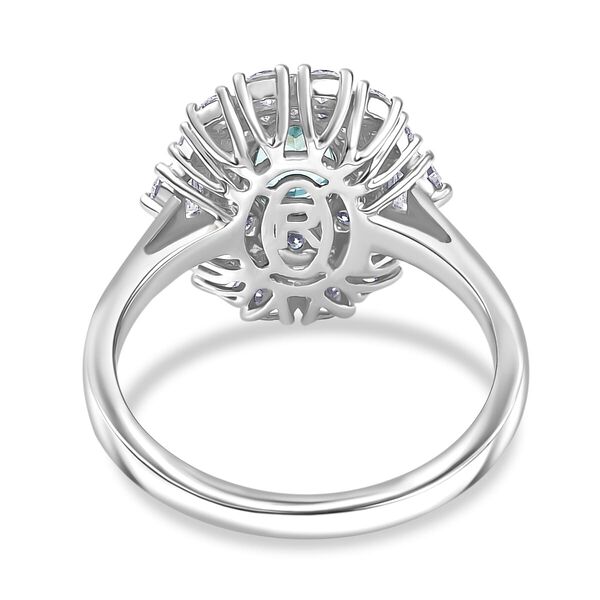 RHAPSODY zertifiziert und gepr&uuml;ft AAAA Paraiba Turmalin und VS-EF Diamant Ring in 950 Platin - 2,03 ct. image number 4