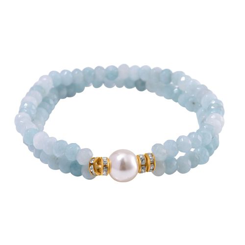 Weißes Muschelkernperle, weißes Kristall und mehrfarbiges Amazonit-Armband - 90 ct. image number 0