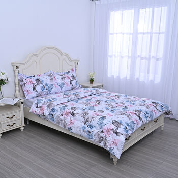 SERENITY NIGHT - 3er-Set, 1 Steppdecke 135x200 und 2 Kissenbez&uuml;ge (80x80 und 40x80), Lilie