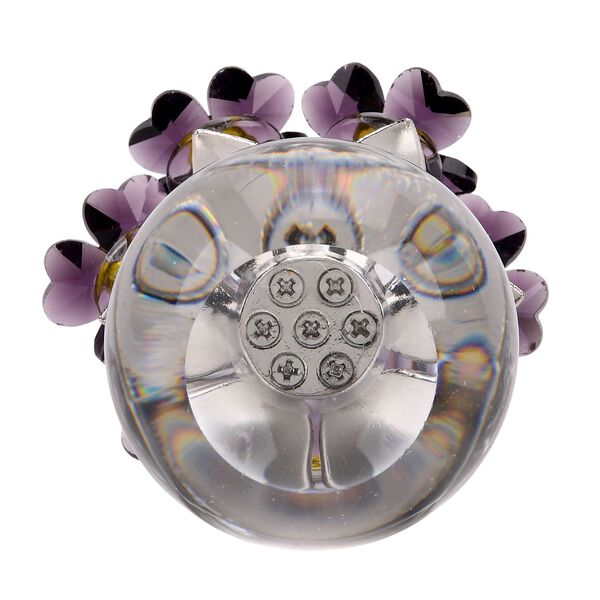 Kristallglas-Blume mit silberfarbenem Metallstiel, dekorativ geschliffen, 1x8 cm, Transparent Lila image number 5