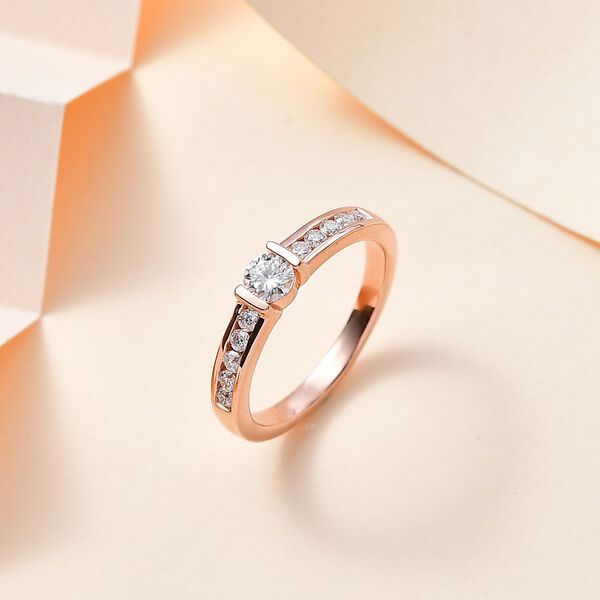 Moissanit Ring, 925 Silber mit Ros&eacute;gold Vermeil - 0,52 ct. image number 2