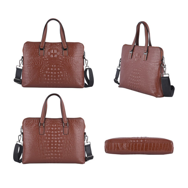 Crossbody-Tasche aus 100% echtem Leder, Gr&ouml;&szlig;e 37x7x28 cm, Hellbraun image number 2