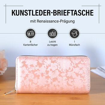 Brieftasche mit Renaissance-Pr&auml;gung und RFID-Schutz, 20x10x3 cm, Rosa
