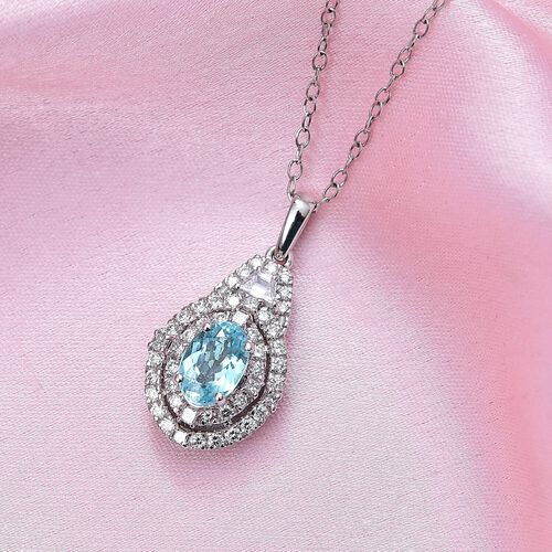 RHAPSODY zertifiziert und geprüft AAAA Paraiba Turmalin und VS-EF Diamant Anhänger mit 45cm Kette in 950 Platin - 2,22 ct. image number 1