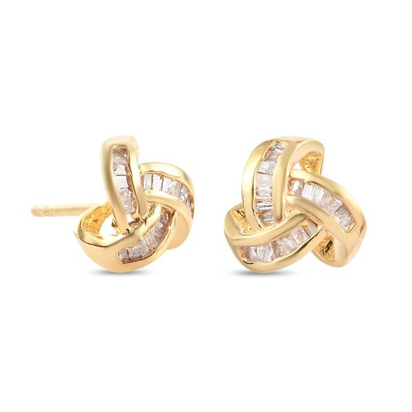 Liebesknoten wei&szlig;e Diamant-Ohrstecker, 925 Silber vergoldet - 0,25 ct. image number 10