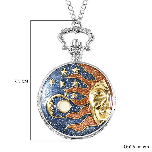 STRADA Taschenuhr mit 79cm Kette im Sonne- und Mond-Motiv, Japanisches Uhrwerk image number 6