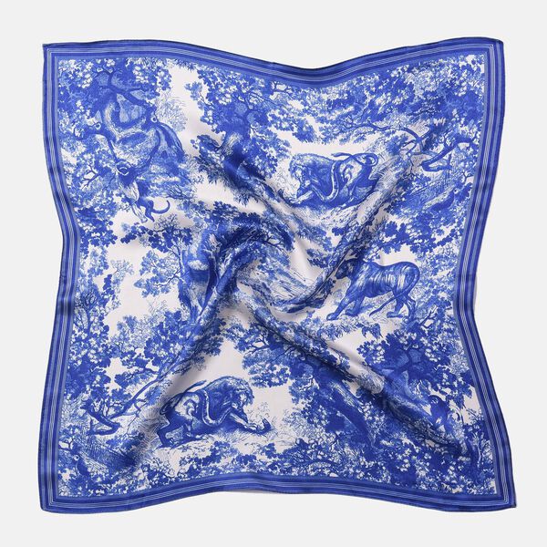 LA MAREY 100% natürlicher Maulbeerseiden Schal, Größe: 52x52 cm, Safari Muster image number 3