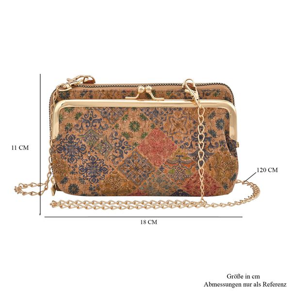 Crossbody Tasche aus Naturkork mit RFID-Schutz, Rauten-Muster image number 8