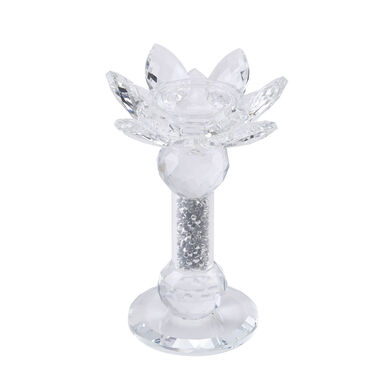Lotus-Kerzenhalter mit silbernem synthetischem Kristall