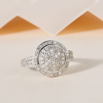 Wei&szlig;er Diamant Ring, 925 Silber platiniert (Gr&ouml;&szlig;e 19.00), ca. 0.75 ct