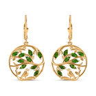 Natürlicher Chromdiopsid Ohrringe 925 Silber 750 Gelbgold Vermeil ca. 1.87 ct