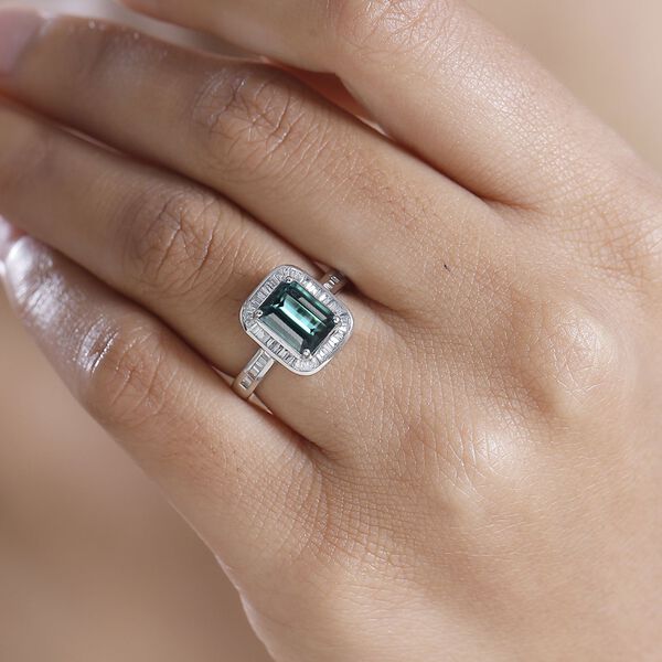 RHAPSODY - AAAA Pirineu Lagunen Turmalin, Wei&szlig;er Diamant SGL zertifiziert Ring 950 Platin (Gr&ouml;&szlig;e 17.00) ca. 2.76 ct image number 3
