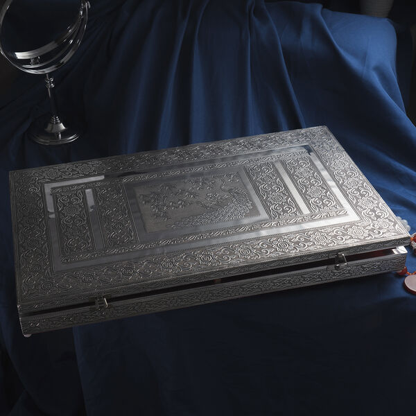 Handgefertigter Ring Koffer mit Aluminium Prägung, 56x33x5 cm, Pfau image number 12