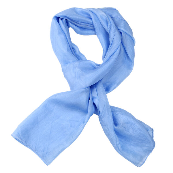 100% natürlicher Satin Seiden Schal, 48x160 cm, Baby Blau image number 4