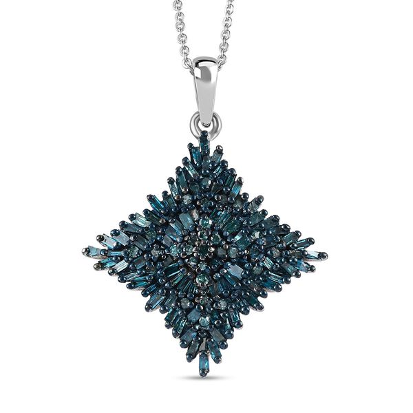Blauer Diamant Anh&auml;nger mit 50cm Kette - 1 ct.