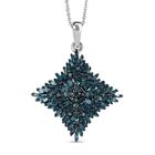 Blauer Diamant Anhänger mit Kette, 925 Silber platiniert, ca. 1.00 ct