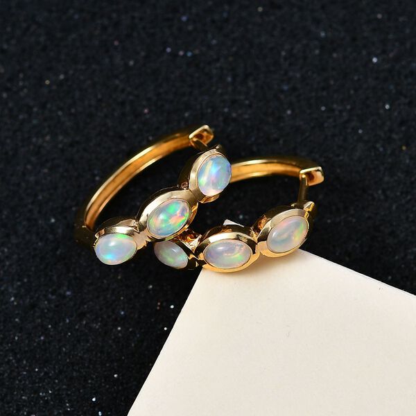 AA Natürlicher, äthiopischer Welo Opal Ohrringe 925 Silber Gelbgold Vermeil ca. 1.96 ct image number 7