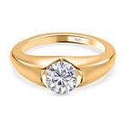 Moissanit Ring, 925 Silber Gelbgold Vermeil (Größe 16.00) ca. 0.76 ct