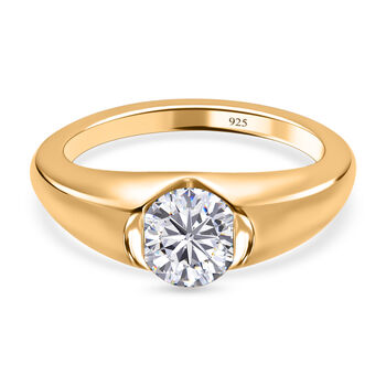 Moissanit Ring, 925 Silber Gelbgold Vermeil (Gr&ouml;&szlig;e 16.00) ca. 0.76 ct