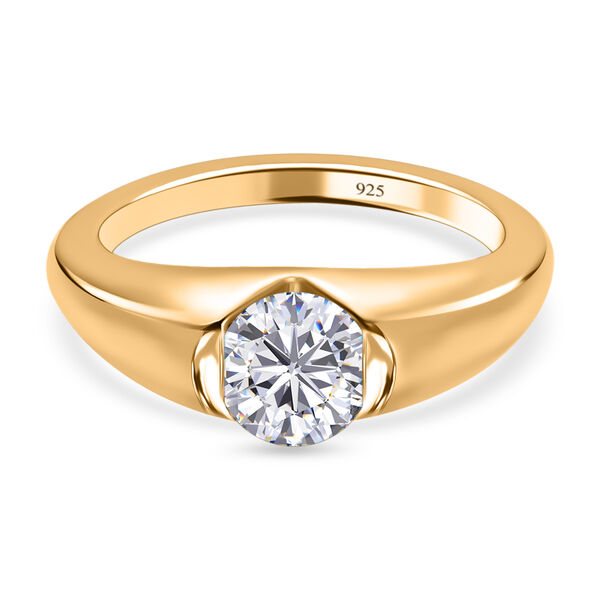 Moissanit Solit&auml;r Ring in Silber mit Gelbgold Vermeil - 0,76 ct.