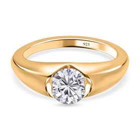 Moissanit Solitär Ring in Silber mit Gelbgold Vermeil - 0,76 ct. Moissanit Solitär Ring in Silber mit Gelbgold Vermeil - 0,76 ct.