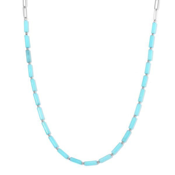 Amazonit Halskette ca. 50 cm + 5 cm Extender, 316L Edelstahl ca. 62.50 ct