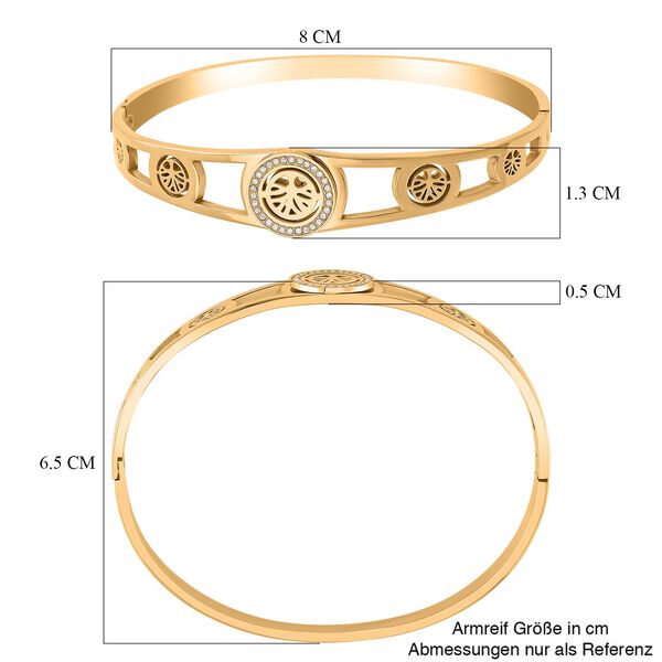 Weißer Zirkonia Armreif ca. 20 cm Reiner Edelstahl IP-Gelbbeschichtung image number 6