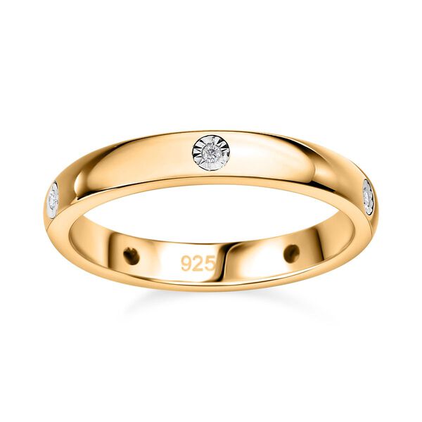 Diamant P Bandring, 925 Silber mit Gelbgold Vermeil image number 4