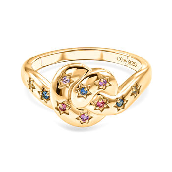 D'Joy Mehrfarbig Saphir Ring 925 Silber 750 Vergoldet (Gr&ouml;&szlig;e 17.00) ca. 0,11 ct