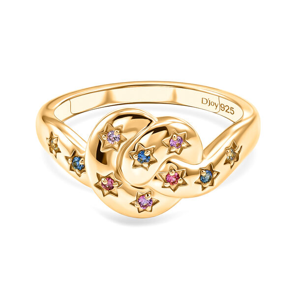 D'Joy Mehrfarbig Saphir Ring 925 Silber 750 Vergoldet (Gr&ouml;&szlig;e 17.00) ca. 0,11 ct