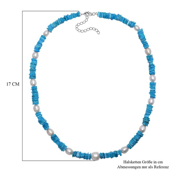 Türkis und Süßwasserperle Halskette, 45cm image number 6