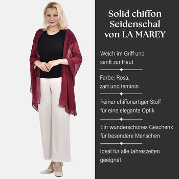LA MAREY &ndash; 100% Maulbeeren-Seidenschal, Chiffon, 110x200cm, rot