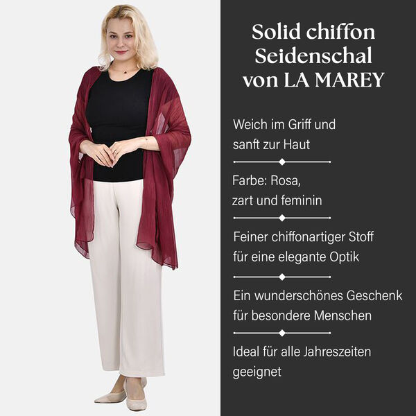 LA MAREY &ndash; 100% Maulbeeren-Seidenschal, Chiffon, 110x200cm, rot image number 2