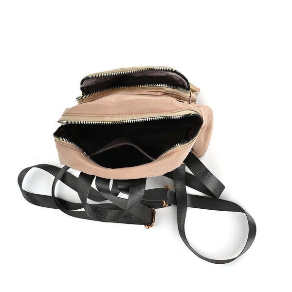 Moderner Kunstleder Rucksack in Steppoptik mit RFID-Schutz, Beige image number 7