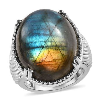 Labradorit Ring, 316L Edelstahl (Gr&ouml;&szlig;e 19.00) ca. 22.25 ct