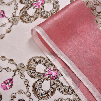 LA MAREY - Seidenschal aus 100% Maulbeerseide, rosa Kettenmuster