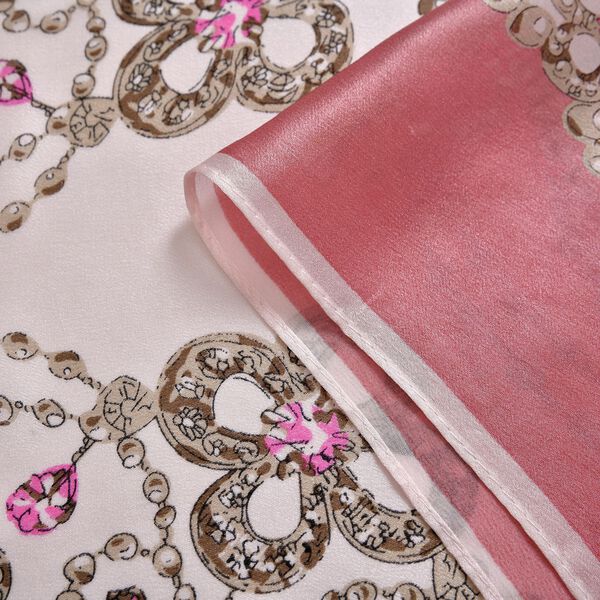 LA MAREY - Seidenschal aus 100% Maulbeerseide, rosa Kettenmuster image number 4